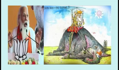 ભાષણ વાળી સ્થિતિમાં મૃતપ્રાય હાથી પર બિરાજમાન PM મોદીની કોણે ઉડાવી મજાક ? વાયરલ કાર્ટૂનનું સત્ય જાણો