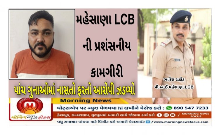 મહેસાણા : LCB પોલીસે છેલ્લા એક વર્ષથી આ પાંચ ગુનાઓમાં નાસતો-ફરતો આરોપી ઝડપી લીધો