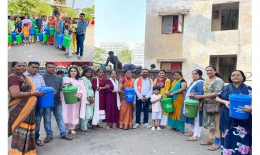 સુરત : વેસુ ખાતે સુડા ના આવાસમાં સૂકા-ભીના કચરાને જુદો પાડવા  ડસ્ટબીન વિતરણ કરાયું