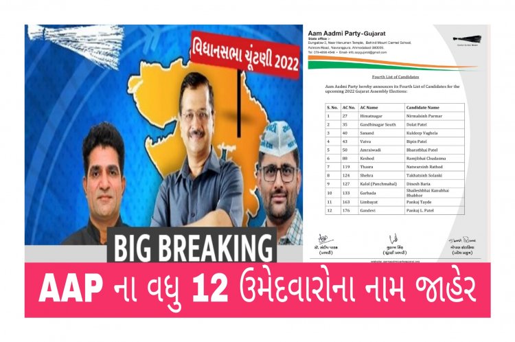 AAP એ વધુ 12 ઉમેદવારોની યાદી જાહેર કરી :  કોને ક્યાંથી મળશે ટીકીટ? જાણો